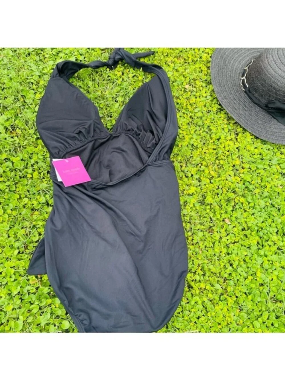 Kate Spade Black Halter One-Piece Swimsuit With Wrap Detail XL NWT